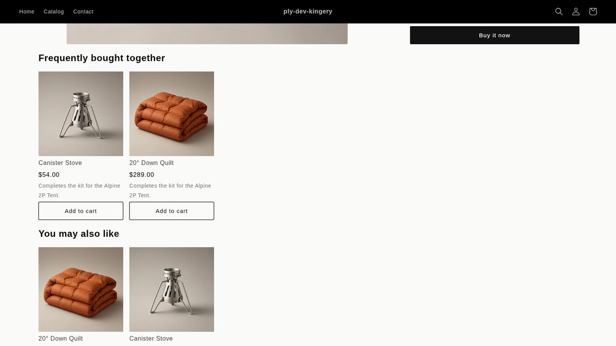 Complete the kit block in a Shopify store